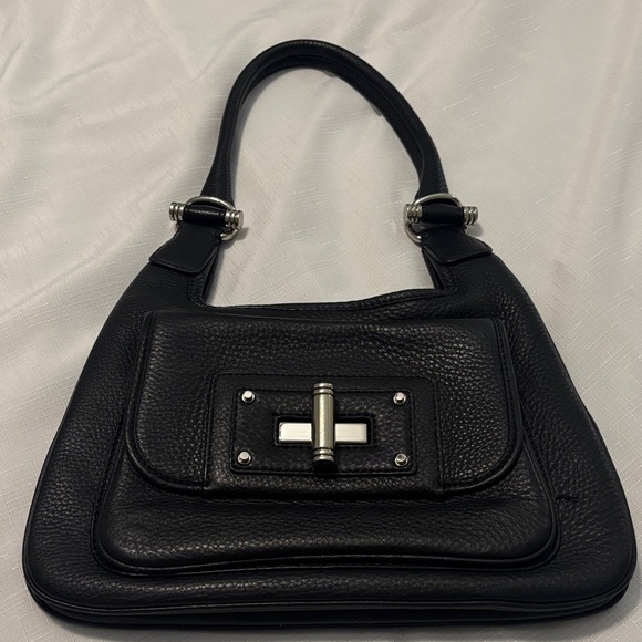 Banana Republic Handbags - Banana Republic black pebbled leather shoulder bag w/turn-lock magnetic closure